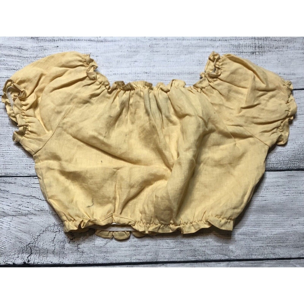 Reformation Women’s Yellow Crop Top Ruffled Off The Shoulder Small R6 - Picture 2 of 10